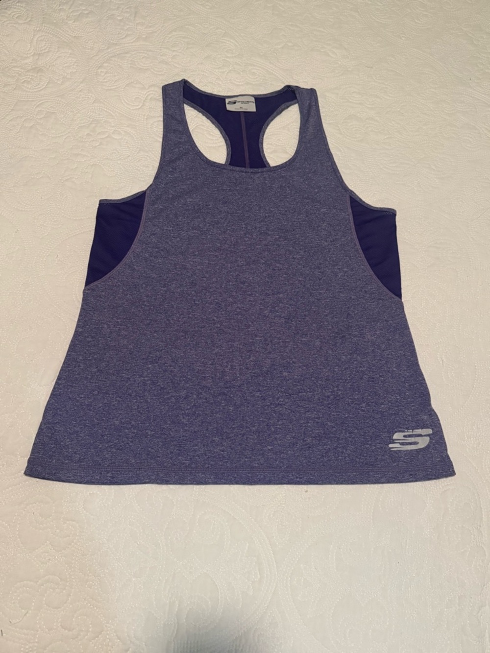 Skechers Heathered Purple Racerback Workout Tank M - Picture 2 of 8